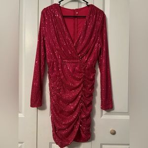 Long-sleeve, Hot Pink Dress